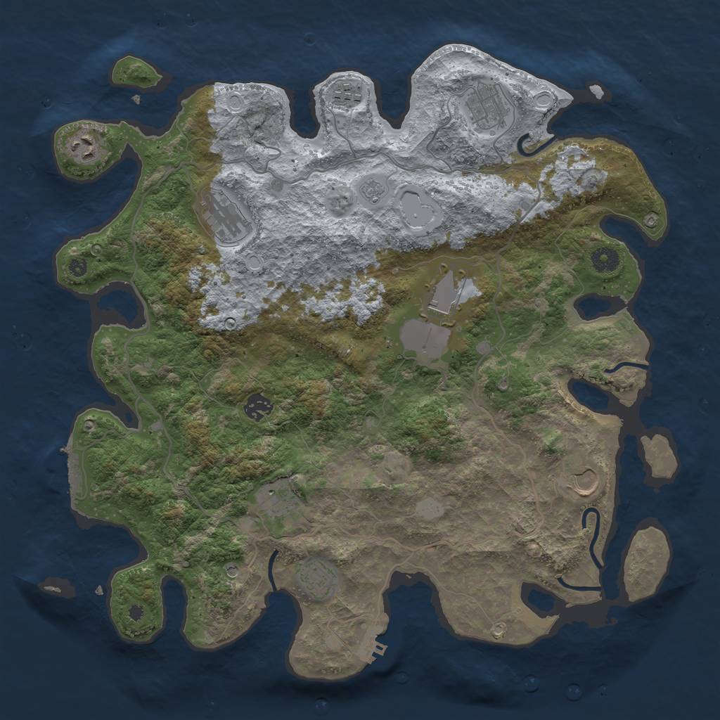 Rust Map: Procedural Map, Size: 4000, Seed: 85746, 18 Monuments