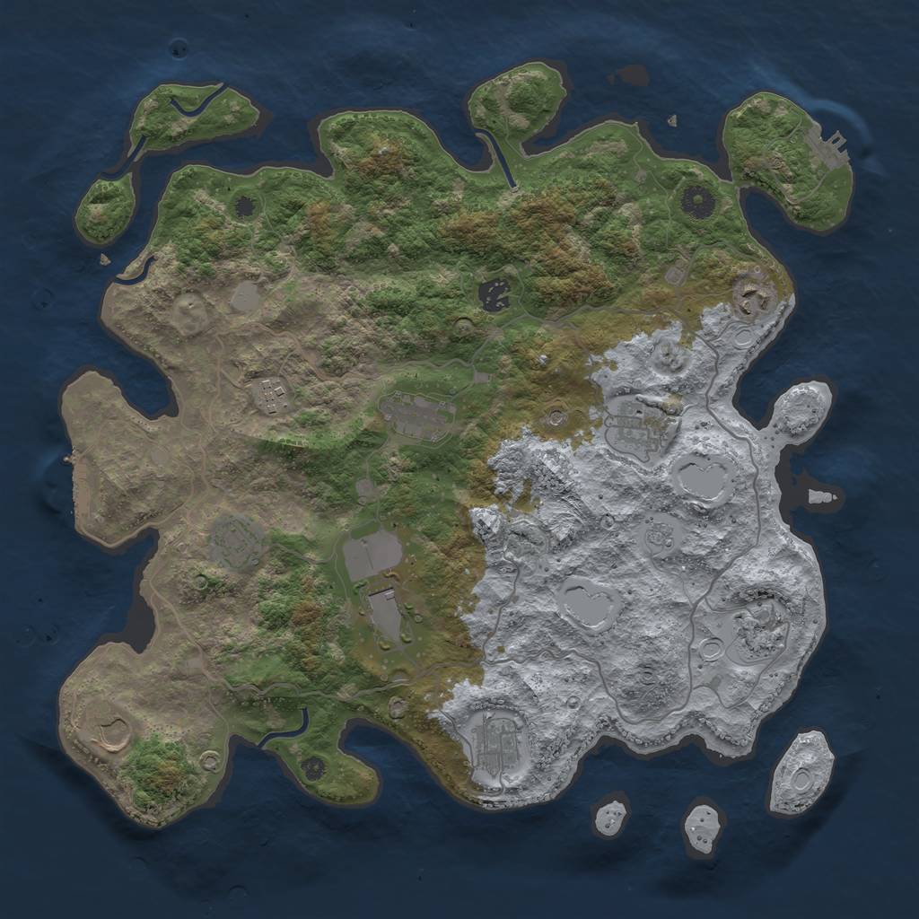Rust Map: Procedural Map, Size: 4096, Seed: 1975149978, 19 Monuments
