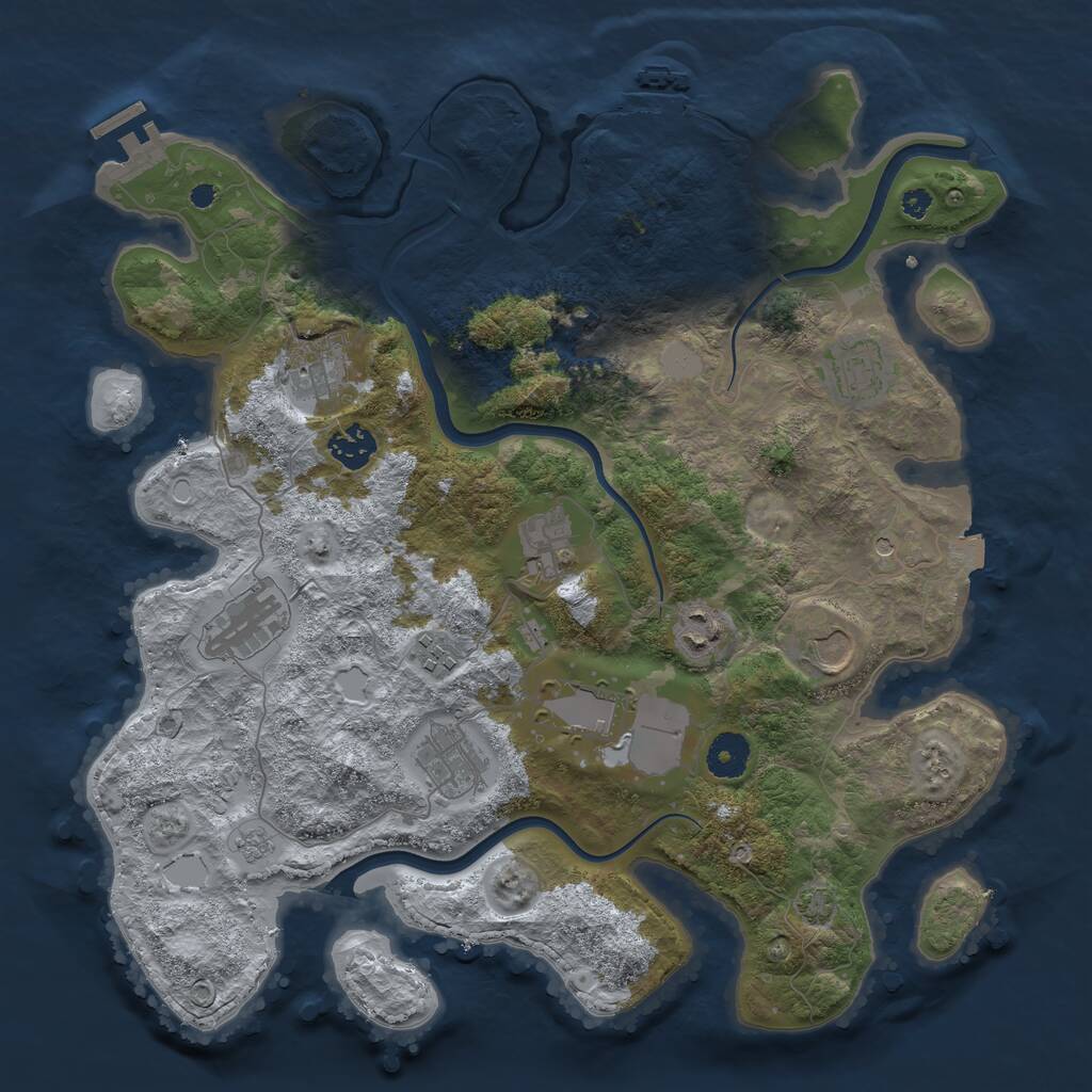 Rust Map: Procedural Map, Size: 3700, Seed: 710, 16 Monuments
