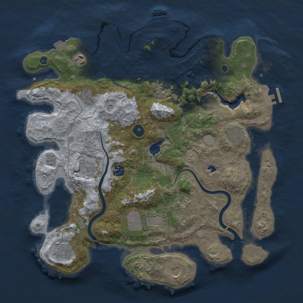 Rust Map: Procedural Map, Size: 4000, Seed: 95874, 16 Monuments