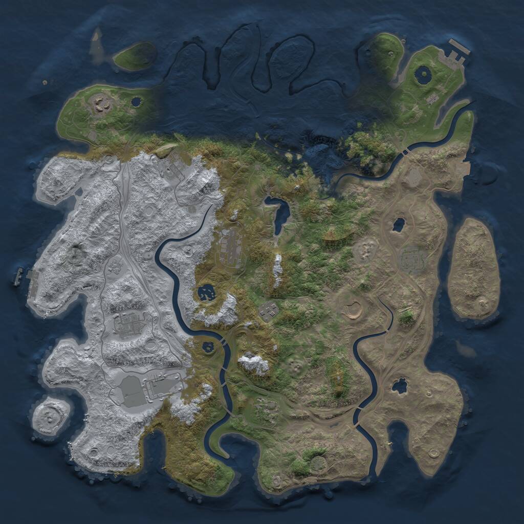 Rust Map: Procedural Map, Size: 4500, Seed: 1999215801, 16 Monuments