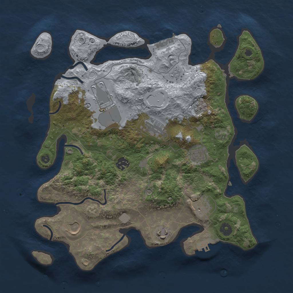 Rust Map: Procedural Map, Size: 3500, Seed: 2112666, 17 Monuments