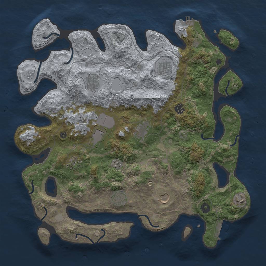 Rust Map: Procedural Map, Size: 4000, Seed: 1846312257, 19 Monuments