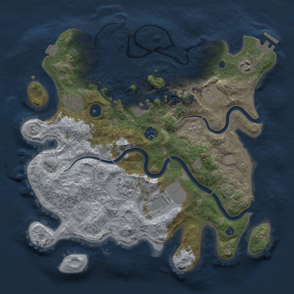 Rust Map: Procedural Map, Size: 3500, Seed: 58487897, 13 Monuments