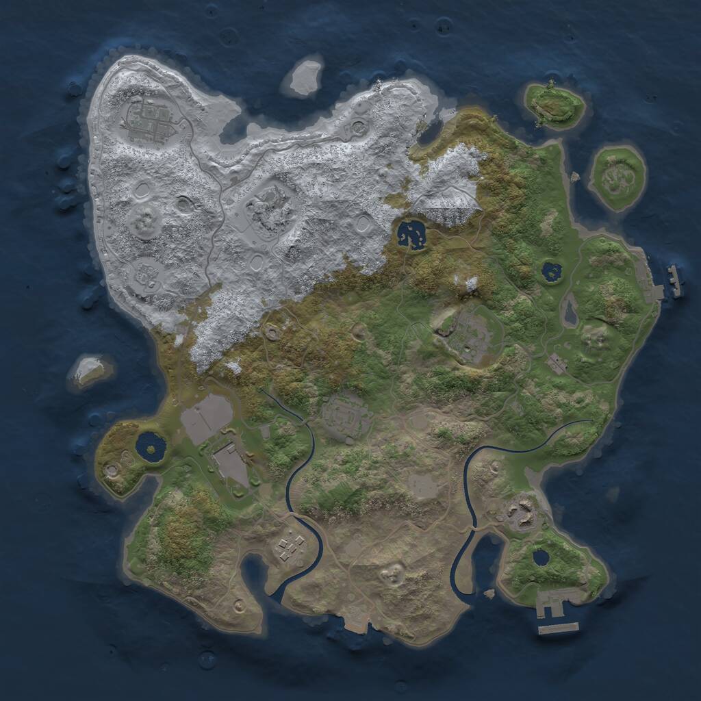 Rust Map: Procedural Map, Size: 3500, Seed: 1609504614, 13 Monuments