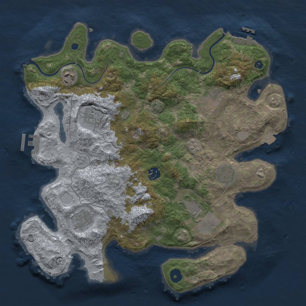 Rust Map: Procedural Map, Size: 3600, Seed: 641591044, 14 Monuments