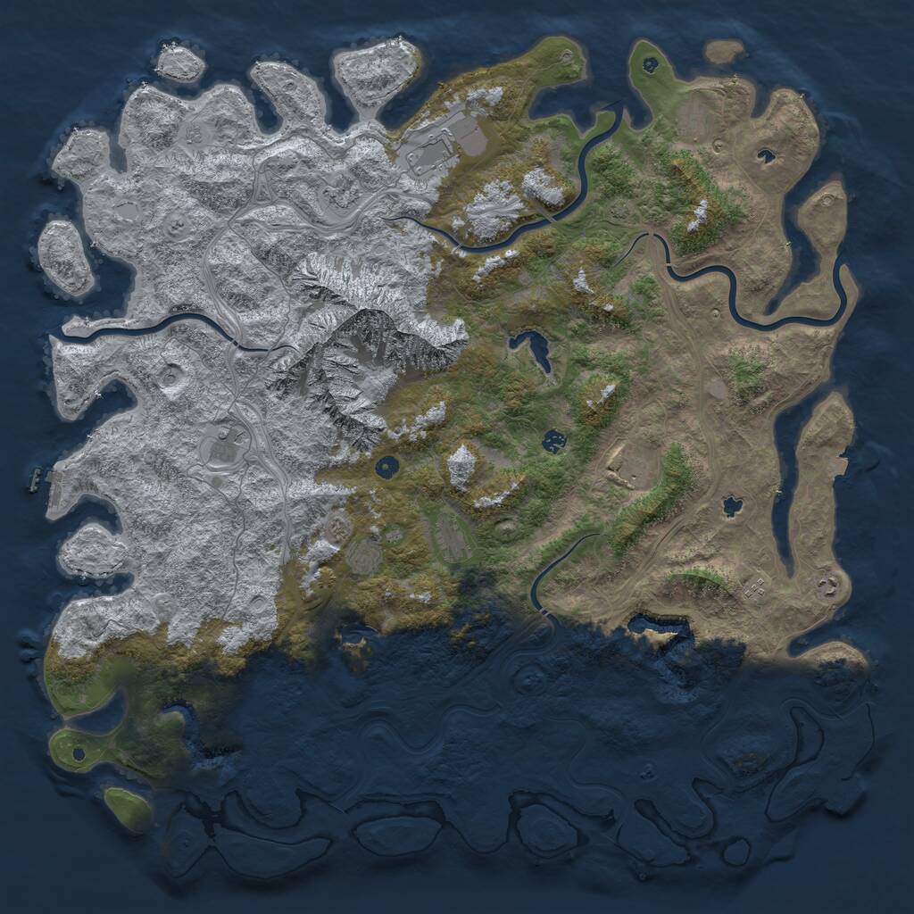 Rust Map: Procedural Map, Size: 6000, Seed: 8164123, 16 Monuments