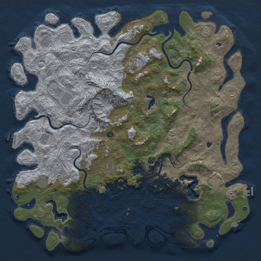 Rust Map: Procedural Map, Size: 6000, Seed: 8164123, 17 Monuments