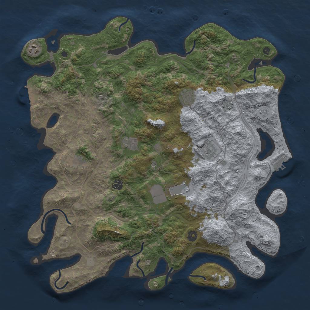 Rust Map: Procedural Map, Size: 4300, Seed: 1005968064, 17 Monuments