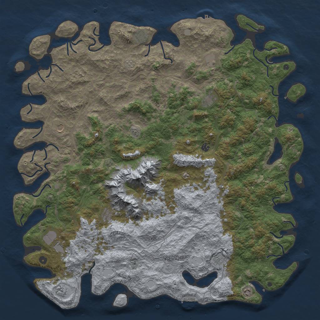 Rust Map: Procedural Map, Size: 6000, Seed: 406024322, 20 Monuments