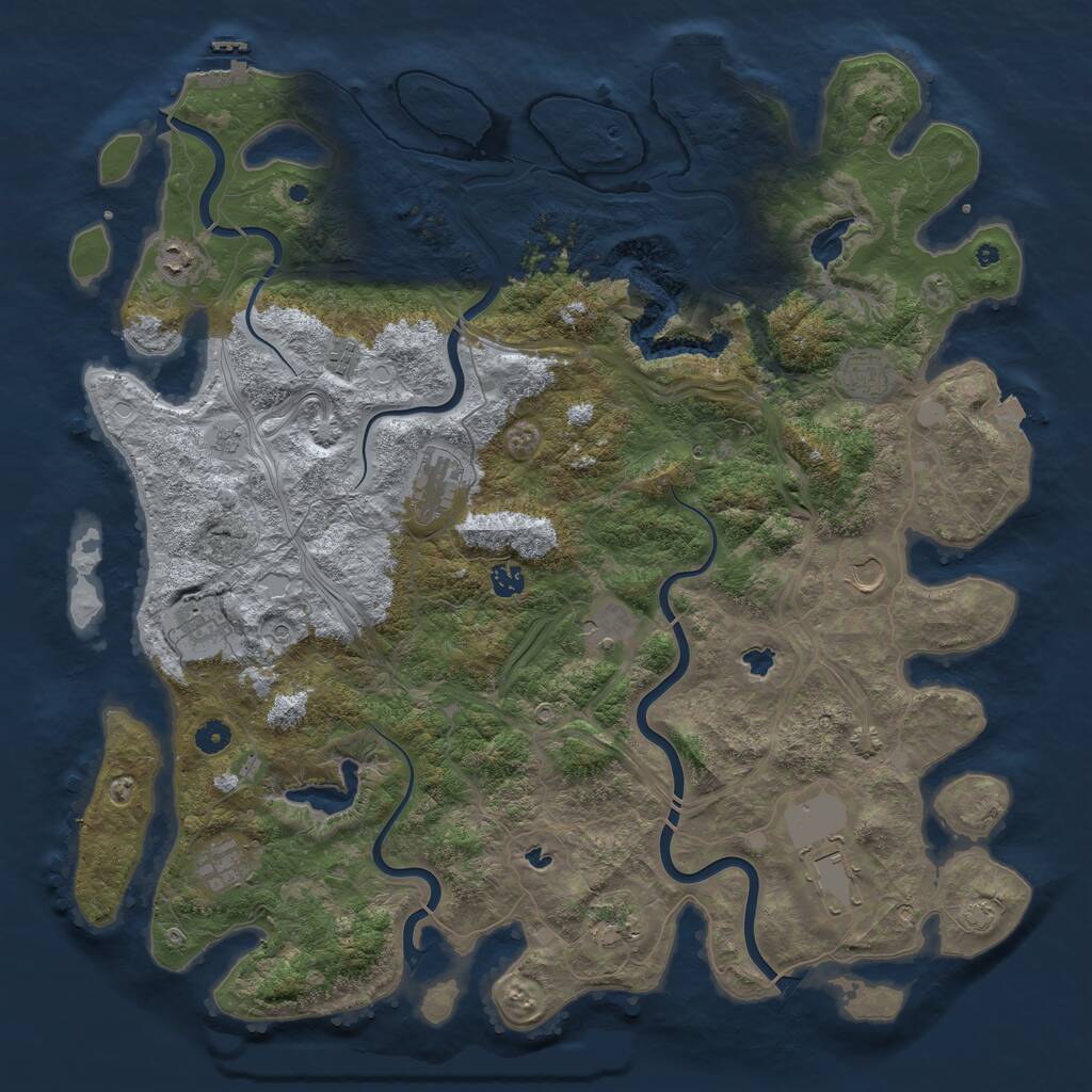 Rust Map: Procedural Map, Size: 4800, Seed: 1071224974, 17 Monuments