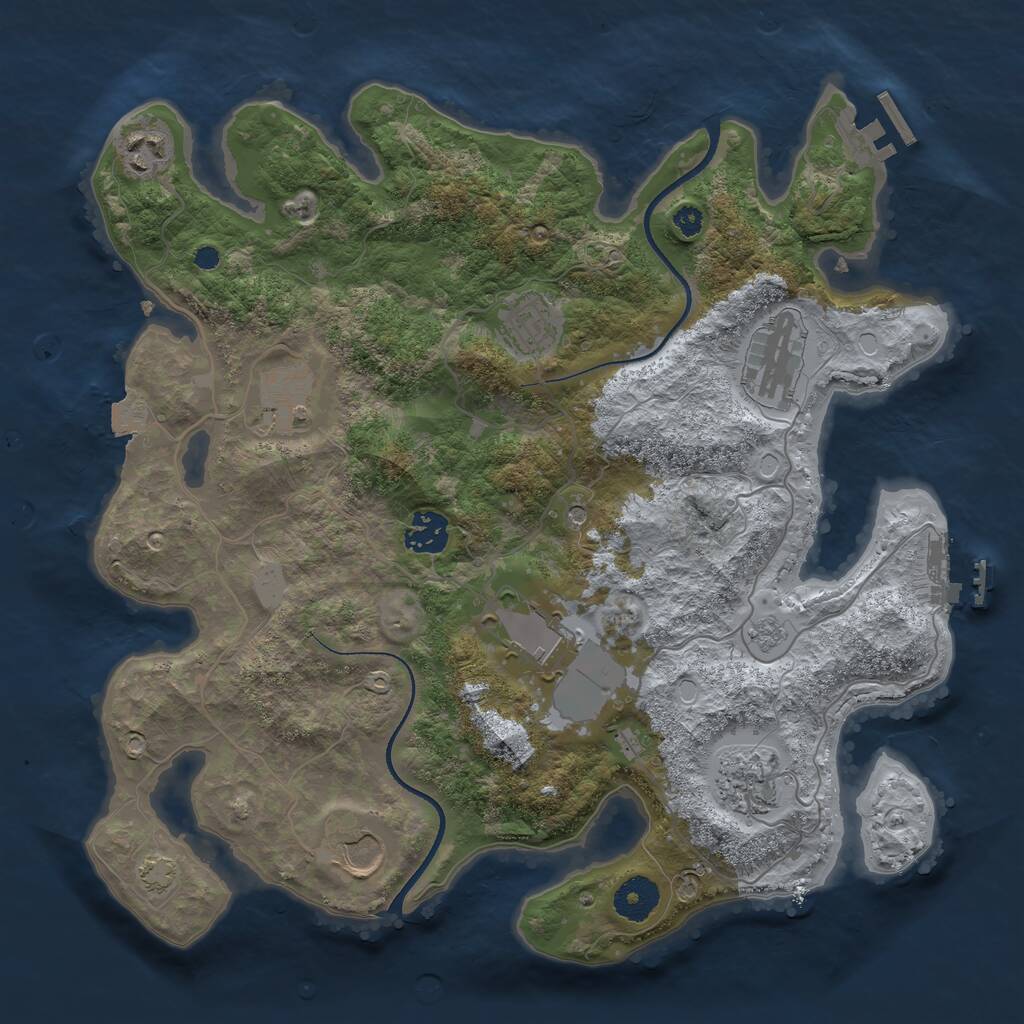 Rust Map: Procedural Map, Size: 3500, Seed: 24522, 14 Monuments