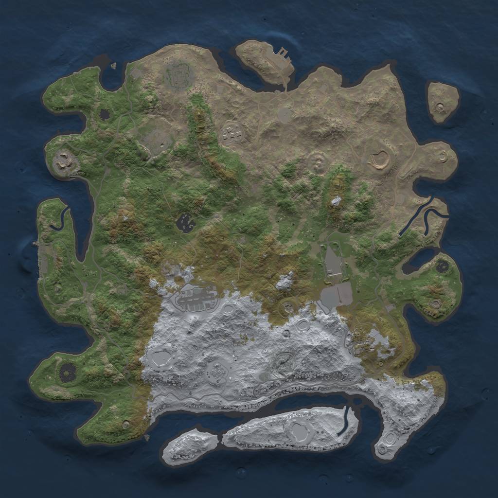 Rust Map: Procedural Map, Size: 4000, Seed: 427996608, 18 Monuments