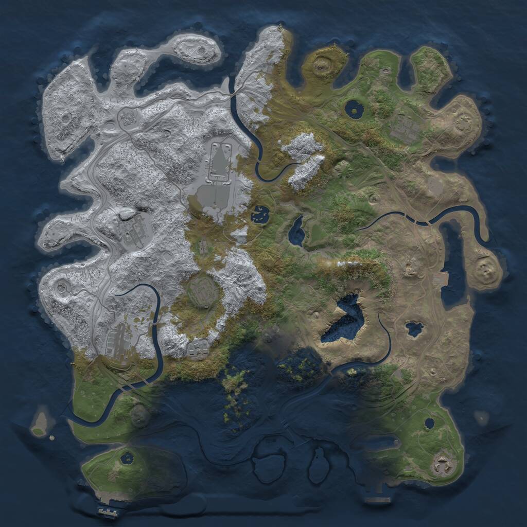 Rust Map: Procedural Map, Size: 4250, Seed: 1700328704, 15 Monuments