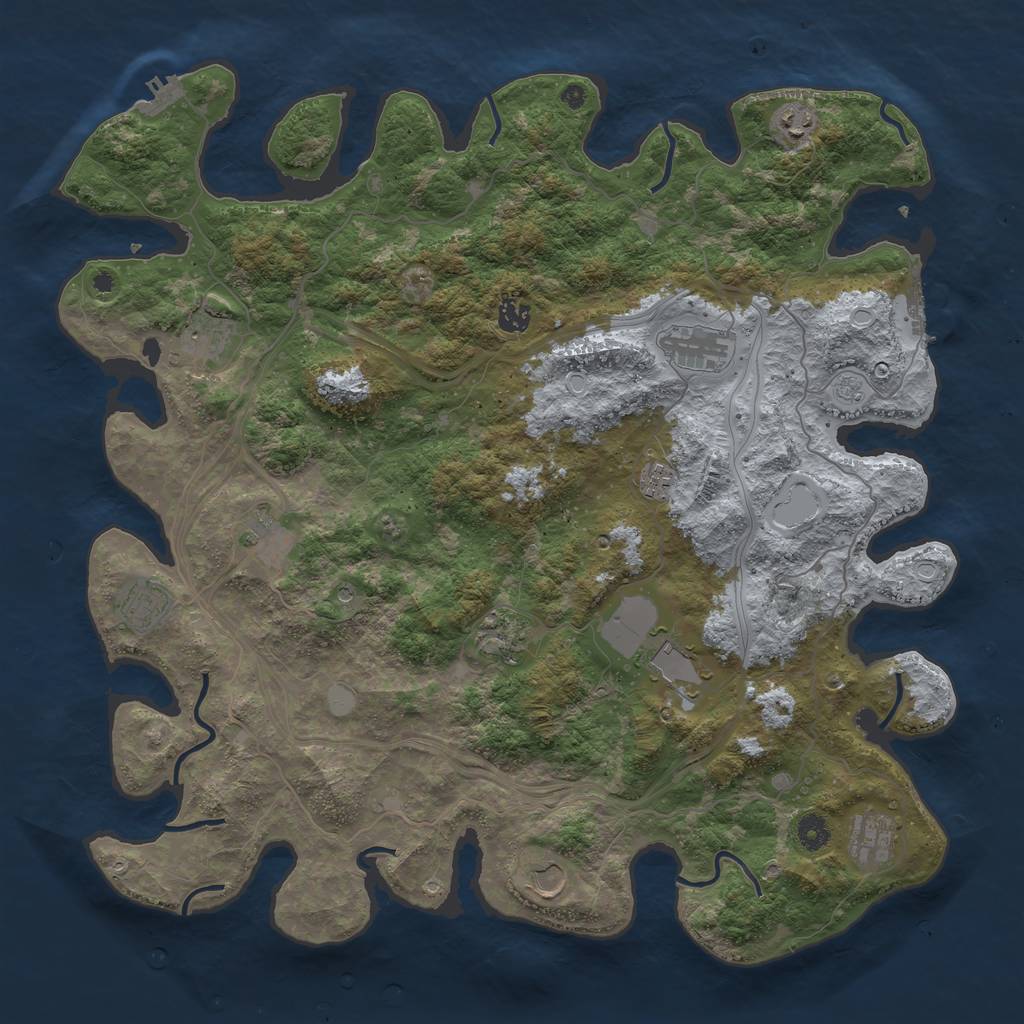 Rust Map: Procedural Map, Size: 4500, Seed: 865732, 20 Monuments