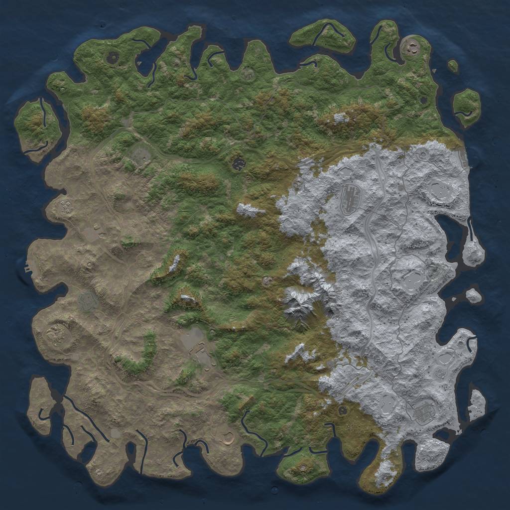 Rust Map: Procedural Map, Size: 6000, Seed: 1214975759, 20 Monuments