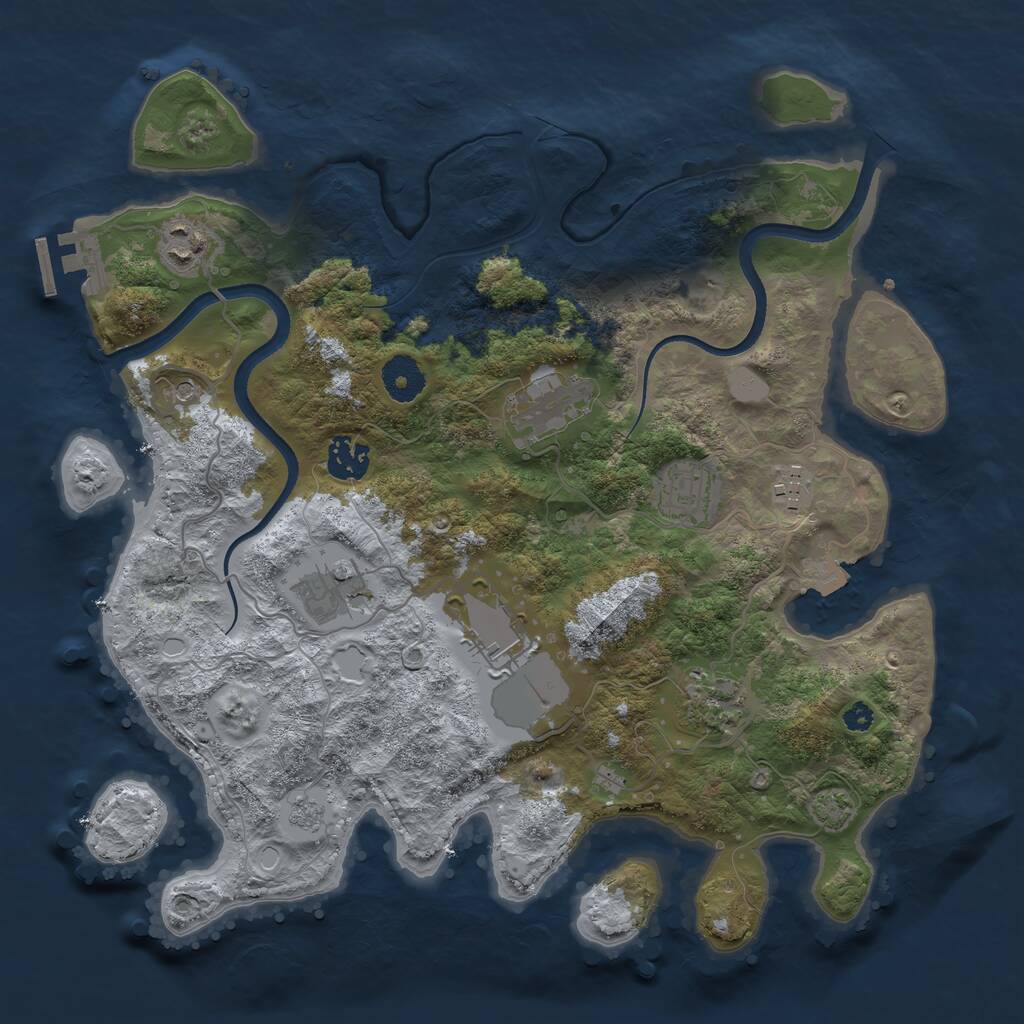 Rust Map: Procedural Map, Size: 3500, Seed: 1353232603, 13 Monuments