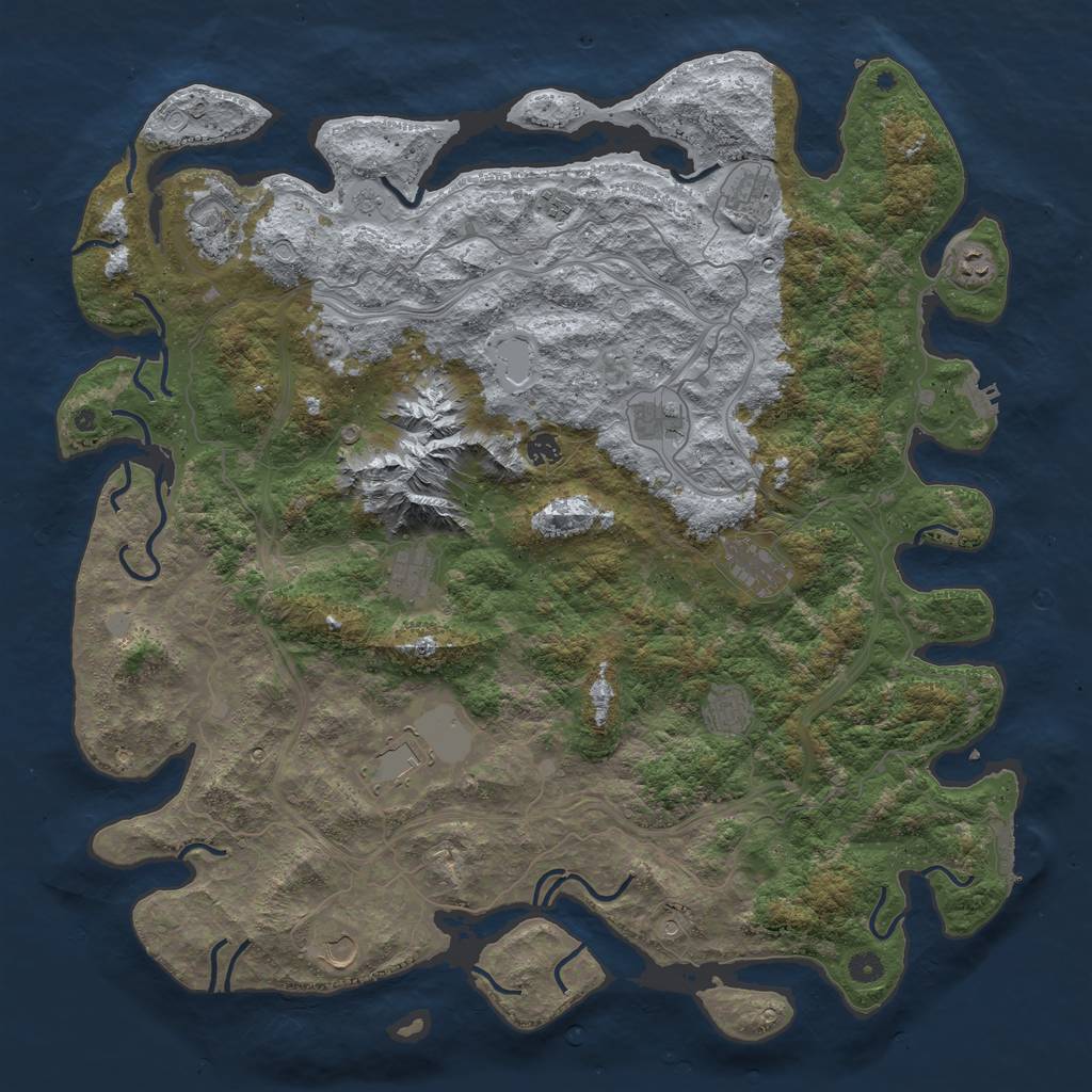 Rust Map: Procedural Map, Size: 5000, Seed: 1993327232, 20 Monuments