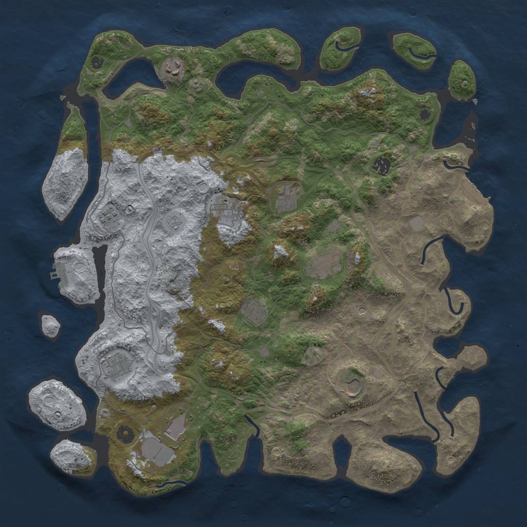 Rust Map: Procedural Map, Size: 4444, Seed: 12345, 19 Monuments
