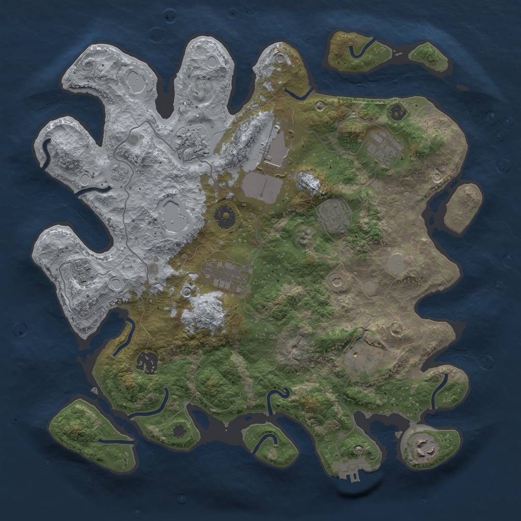 Rust Map: Procedural Map, Size: 3500, Seed: 23865572, 17 Monuments