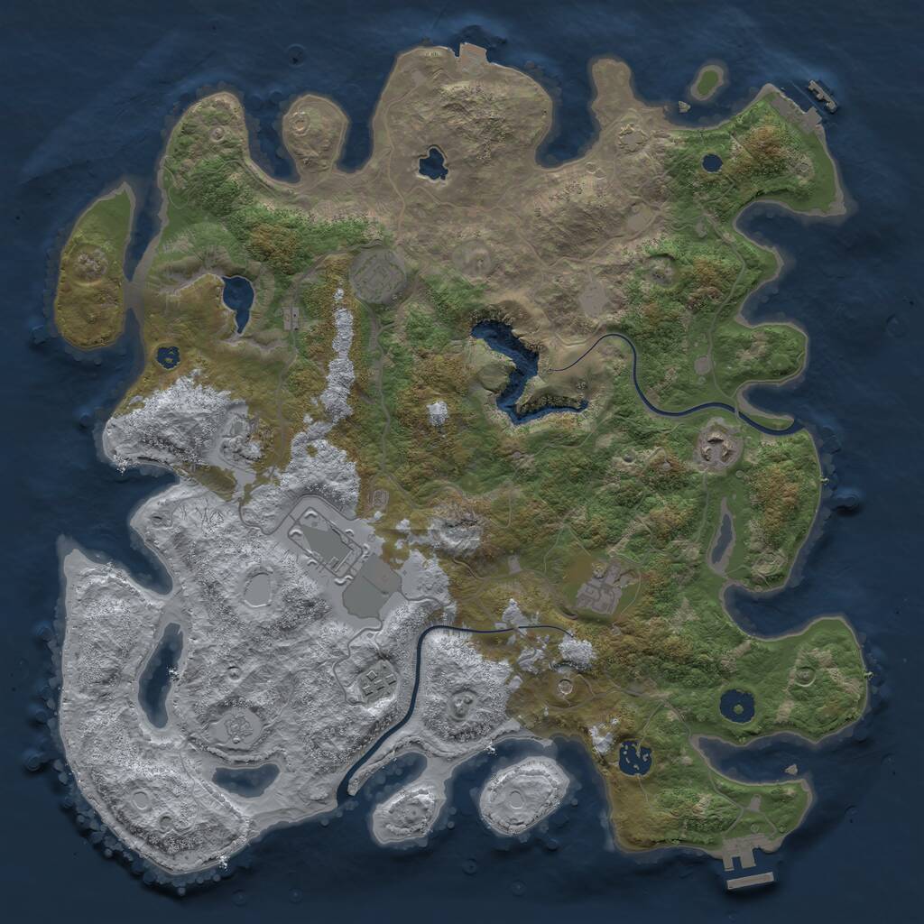 Rust Map: Procedural Map, Size: 4000, Seed: 300536474, 13 Monuments