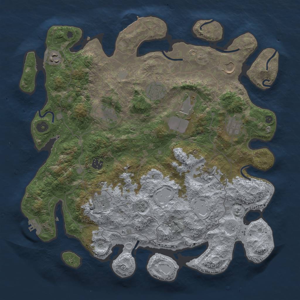 Rust Map: Procedural Map, Size: 4000, Seed: 2147, 19 Monuments