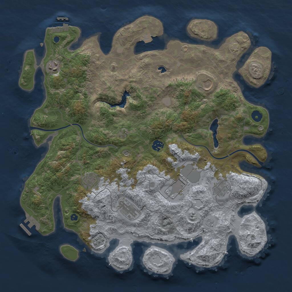 Rust Map: Procedural Map, Size: 4000, Seed: 2147, 14 Monuments