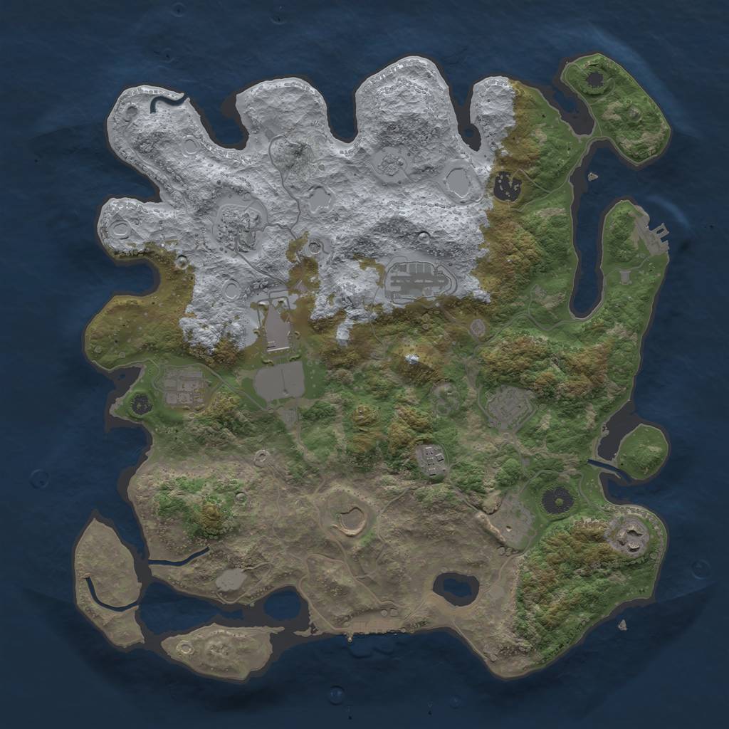 Rust Map: Procedural Map, Size: 3800, Seed: 2358171, 19 Monuments