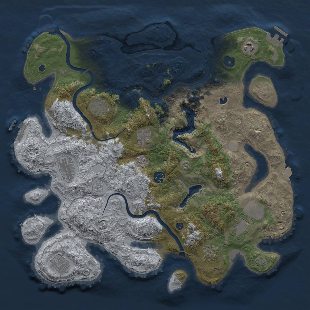 Rust Map: Procedural Map, Size: 4000, Seed: 2056934215, 15 Monuments