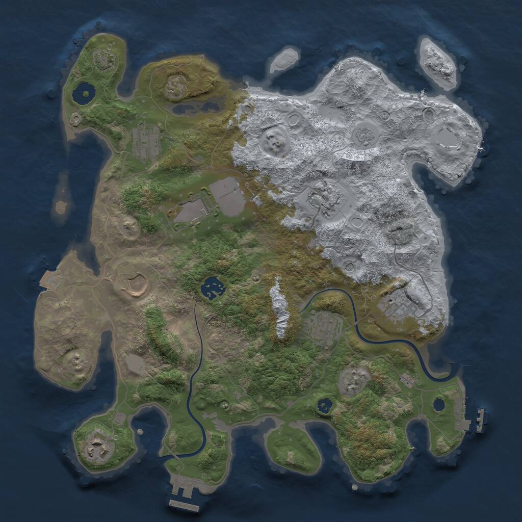 Rust Map: Procedural Map, Size: 3500, Seed: 20753823, 14 Monuments