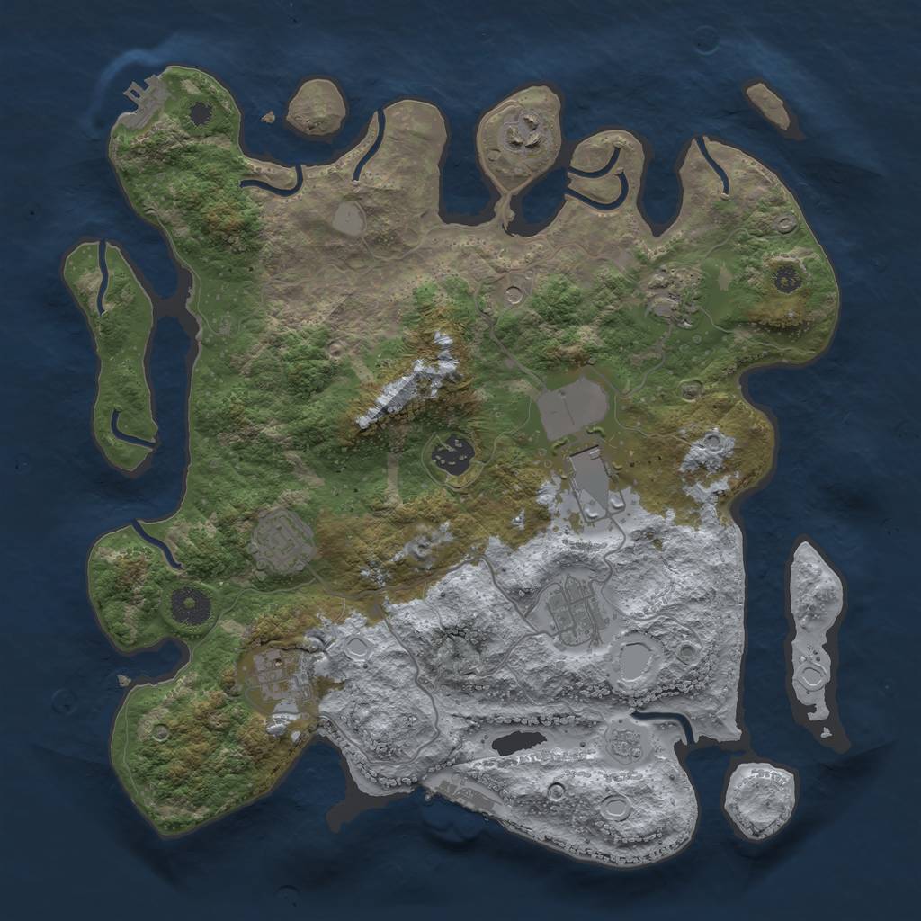 Rust Map: Procedural Map, Size: 3500, Seed: 54986122, 16 Monuments
