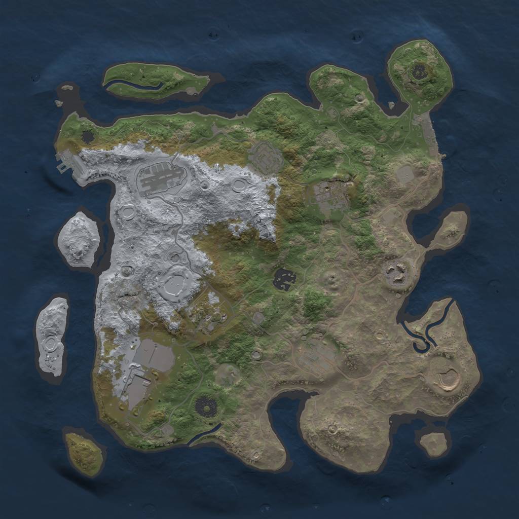 Rust Map: Procedural Map, Size: 3500, Seed: 1136926519, 17 Monuments