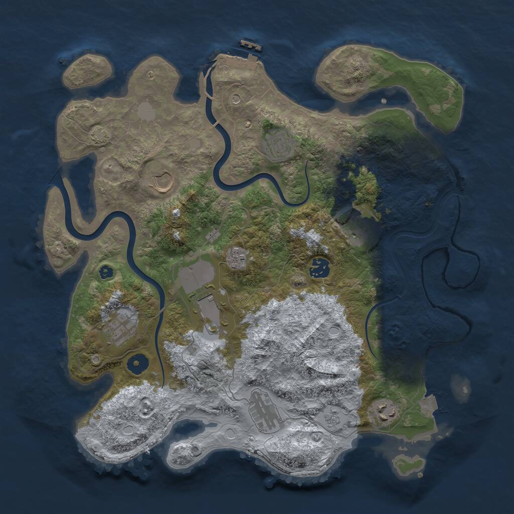 Rust Map: Procedural Map, Size: 3750, Seed: 13654, 14 Monuments