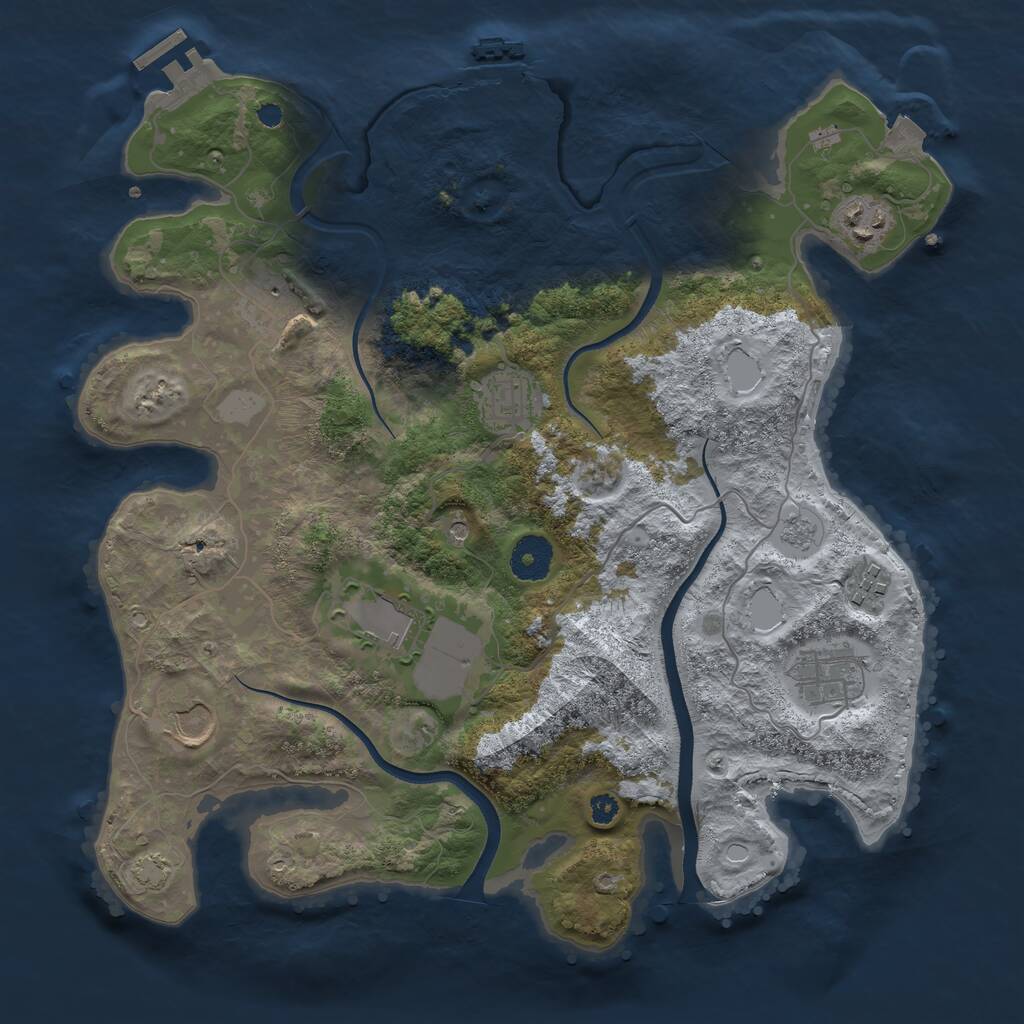 Rust Map: Procedural Map, Size: 3500, Seed: 39565793, 13 Monuments