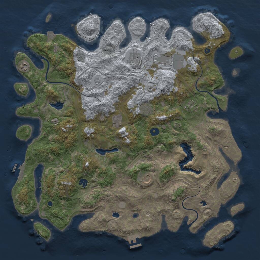 Rust Map: Procedural Map, Size: 4500, Seed: 1495072745, 15 Monuments