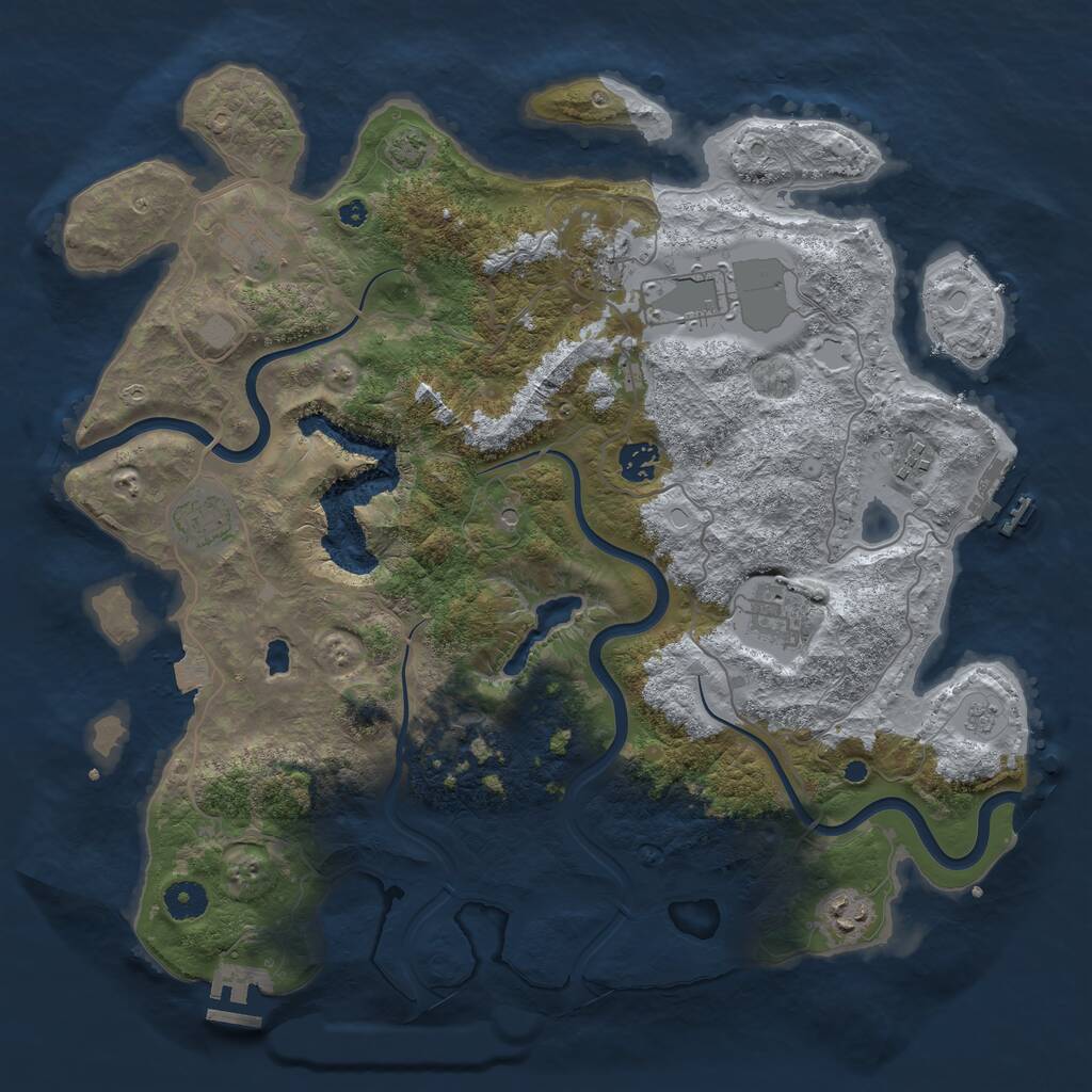 Rust Map: Procedural Map, Size: 4000, Seed: 432523, 14 Monuments