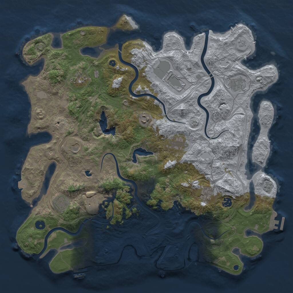 Rust Map: Procedural Map, Size: 4500, Seed: 608186065, 17 Monuments