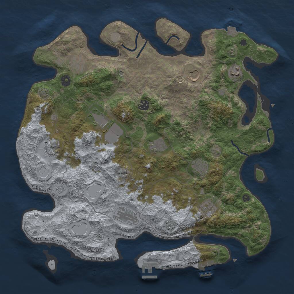Rust Map: Procedural Map, Size: 4000, Seed: 436133055, 17 Monuments