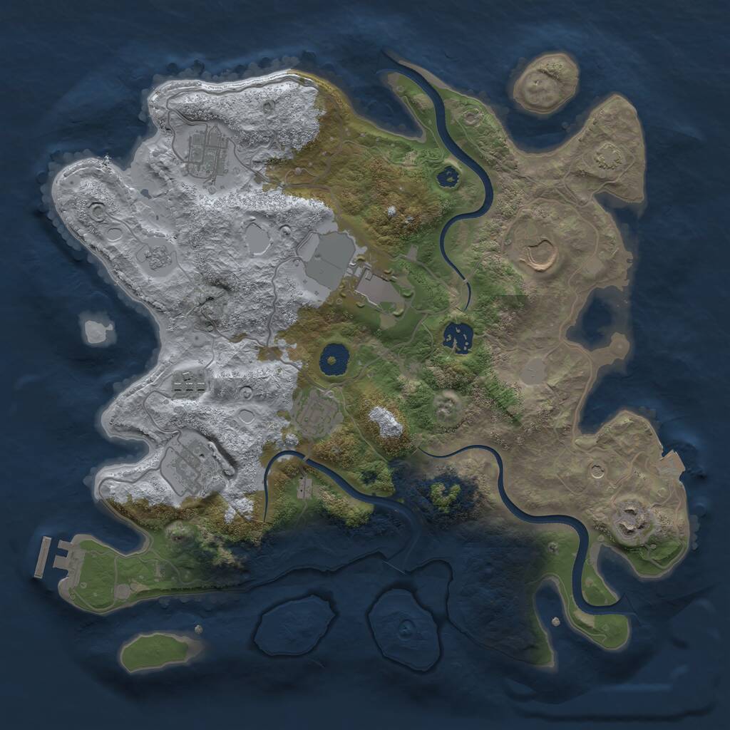Rust Map: Procedural Map, Size: 3500, Seed: 258964, 13 Monuments