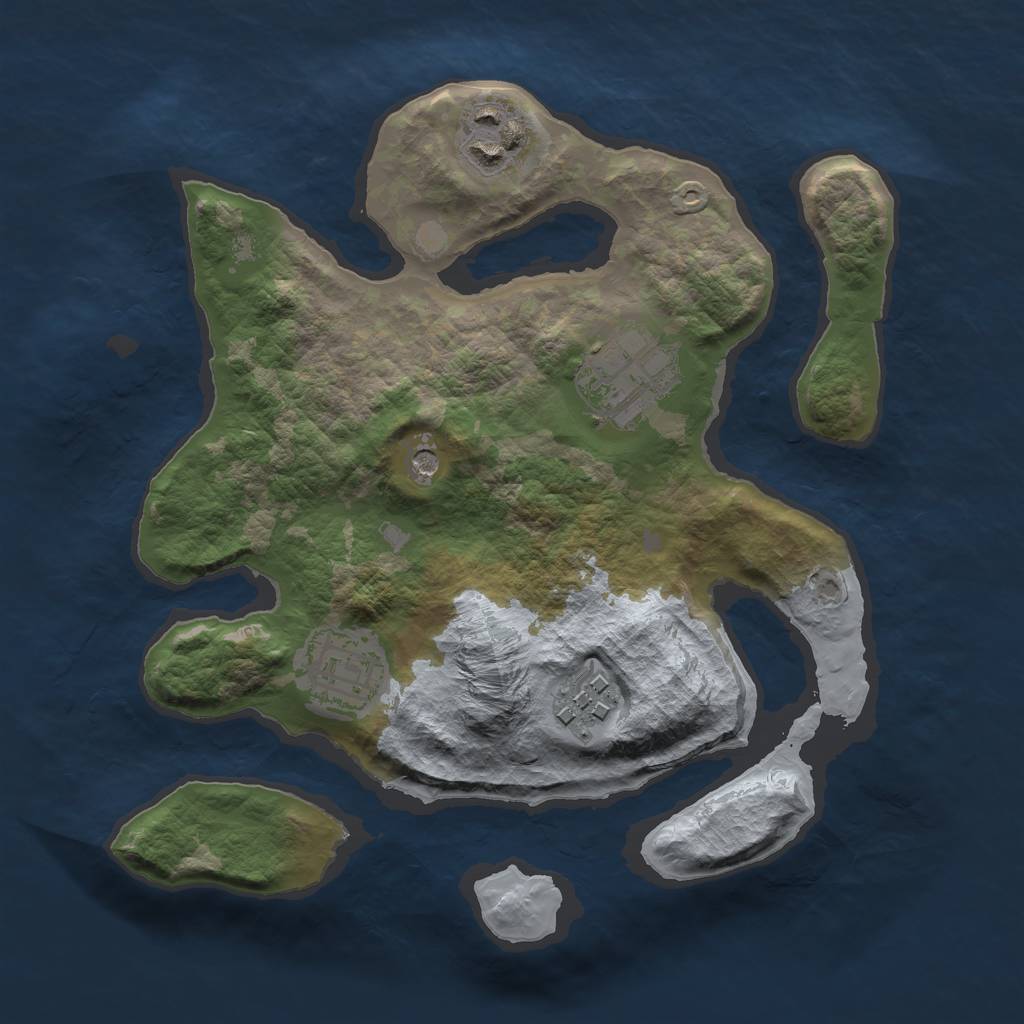 Rust Map: Barren, Size: 2500, Seed: 23742, 7 Monuments