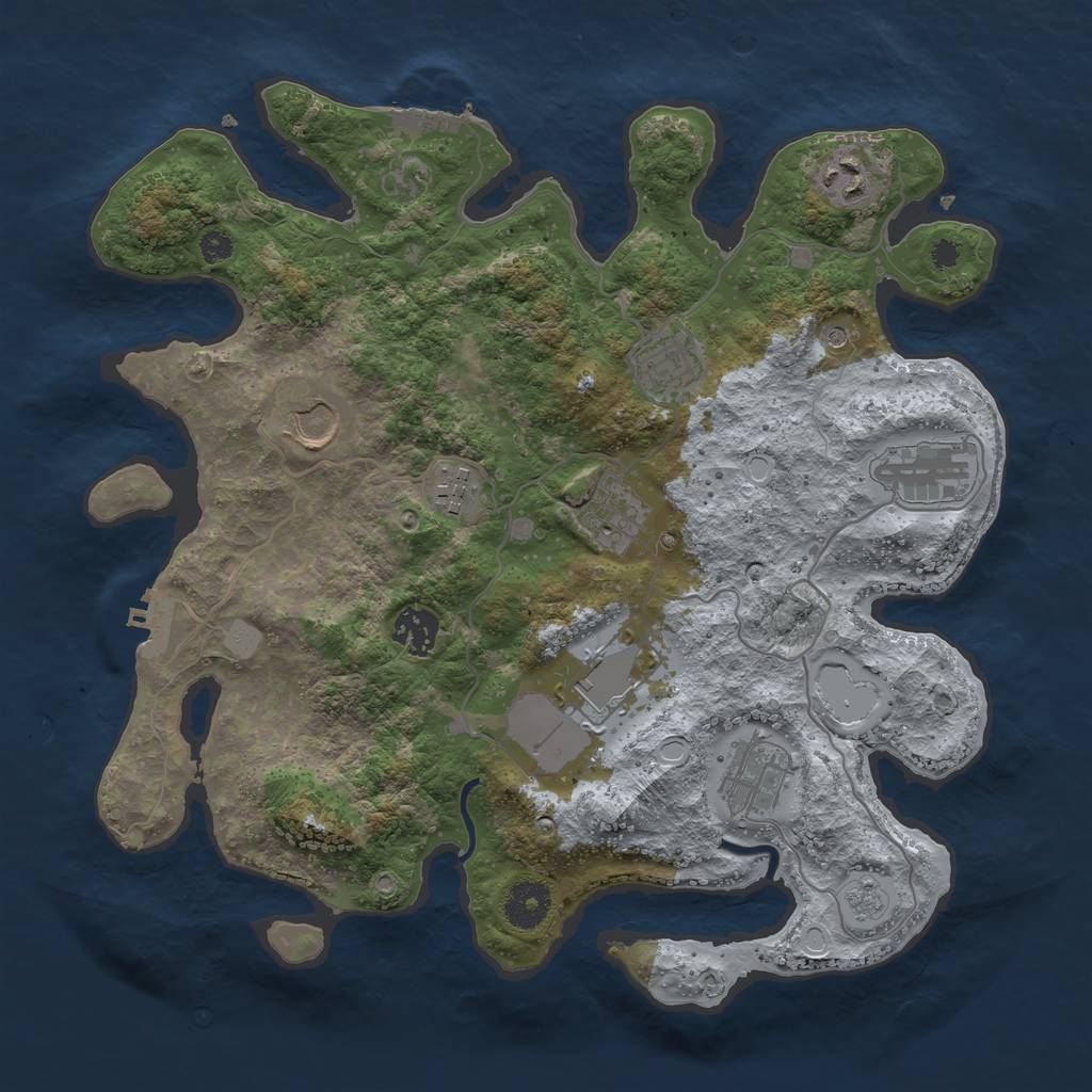 Rust Map: Procedural Map, Size: 3500, Seed: 19418783, 16 Monuments