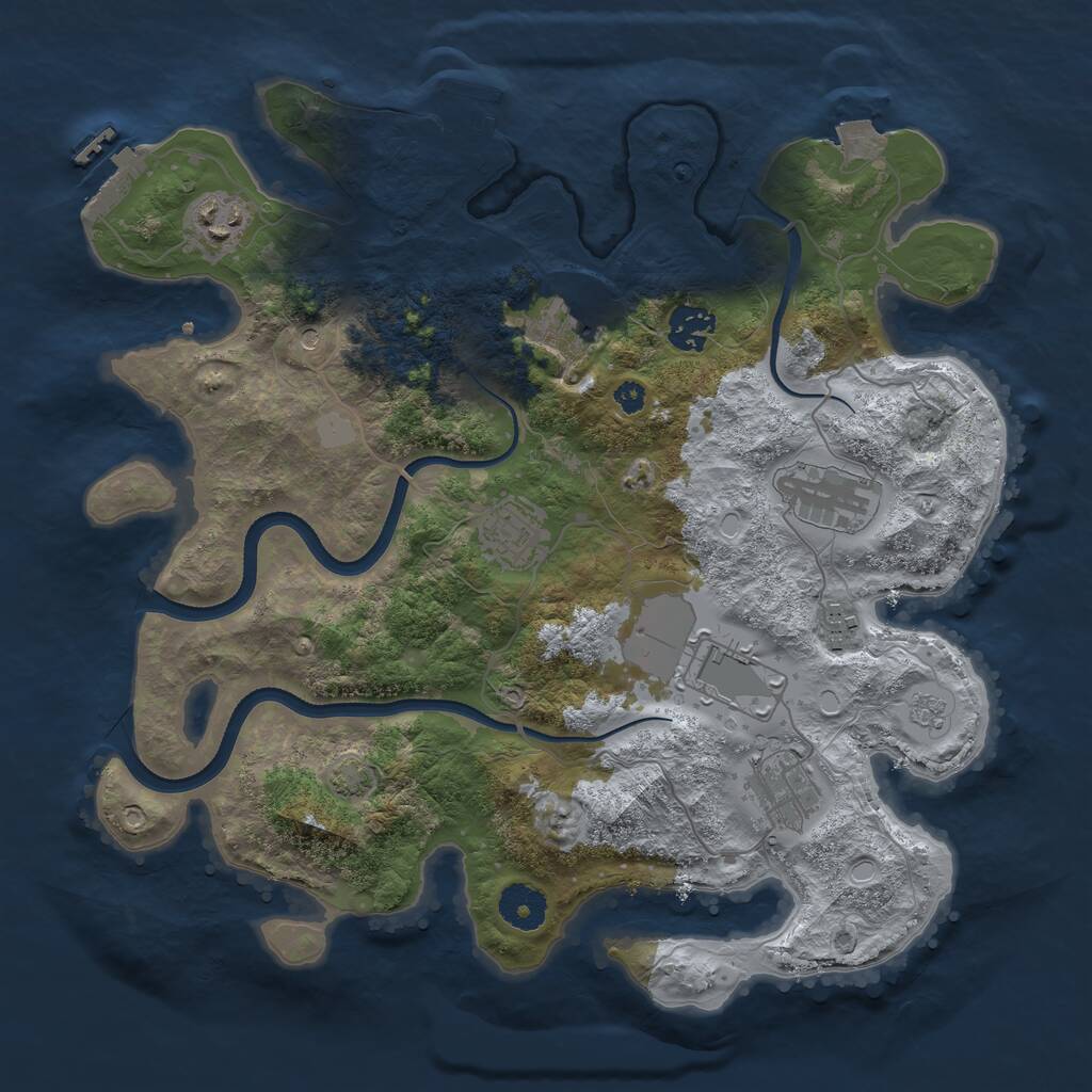 Rust Map: Procedural Map, Size: 3500, Seed: 19418783, 14 Monuments