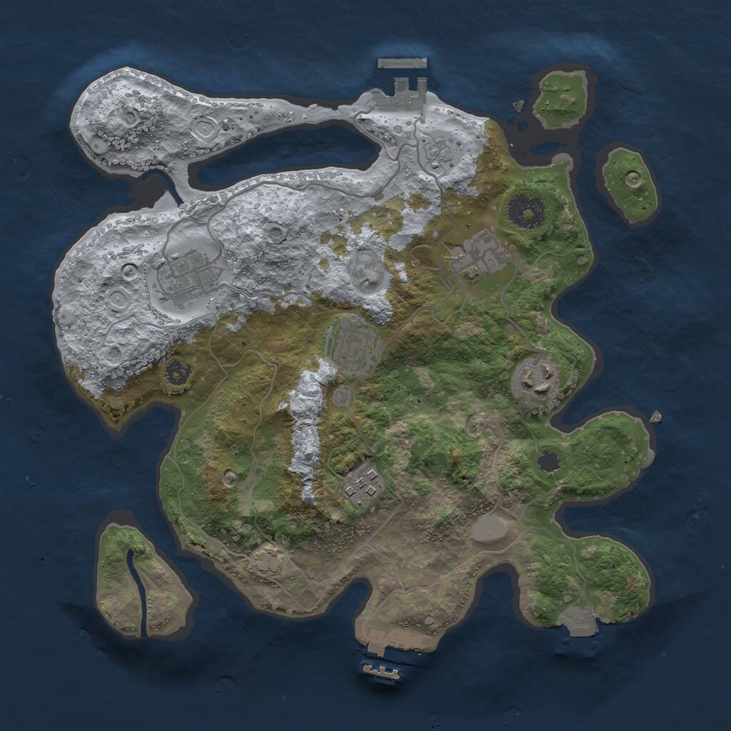 Rust Map: Procedural Map, Size: 3000, Seed: 2111603239, 10 Monuments