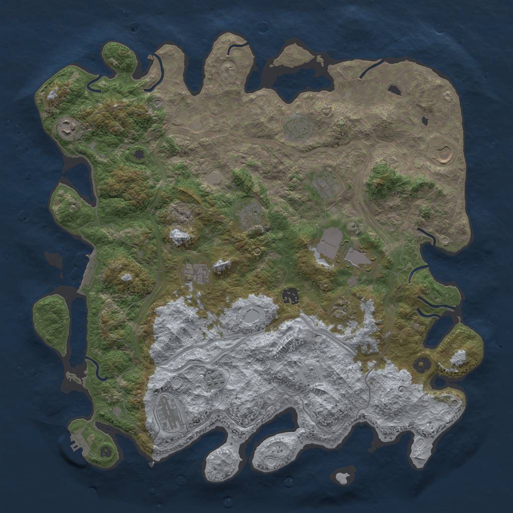 Rust Map: Procedural Map, Size: 4500, Seed: 1218407123, 20 Monuments