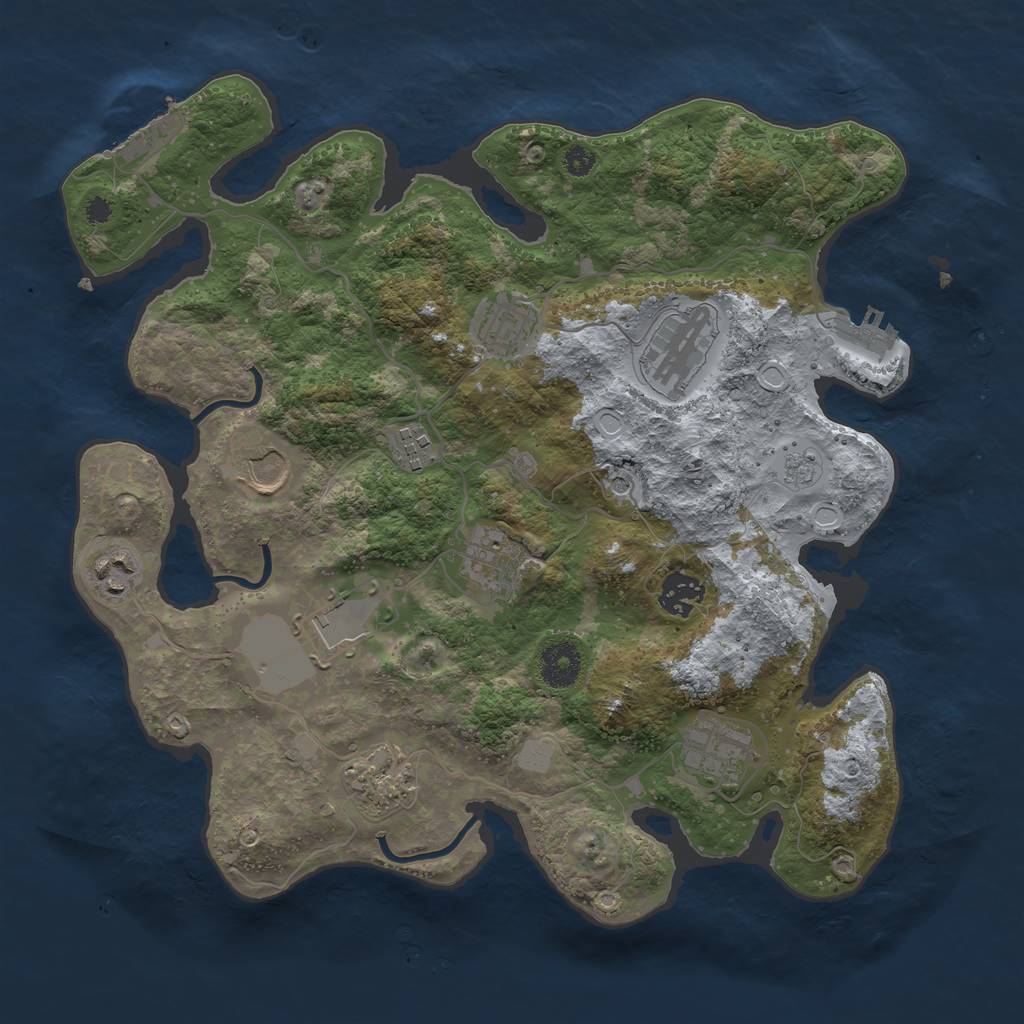 Rust Map: Procedural Map, Size: 3500, Seed: 1270430333, 19 Monuments
