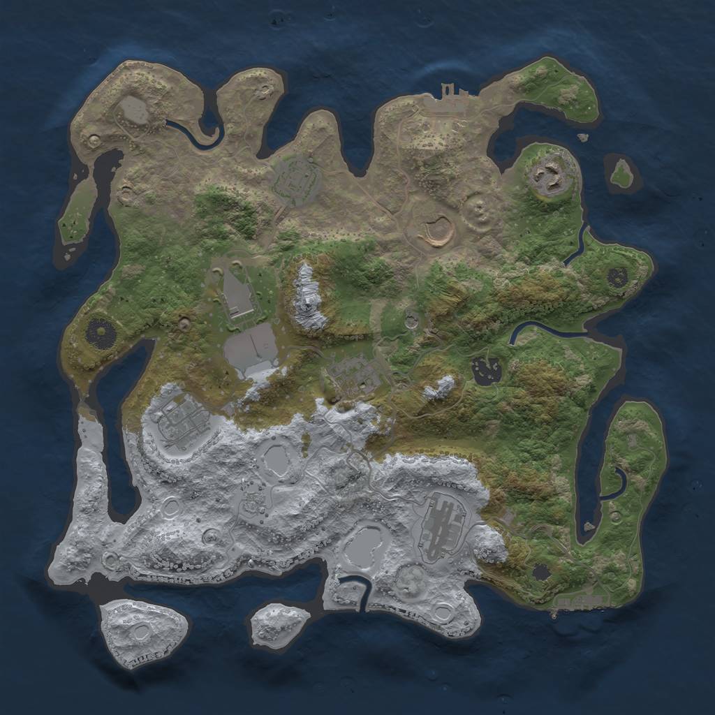 Rust Map: Procedural Map, Size: 3500, Seed: 1425510084, 17 Monuments