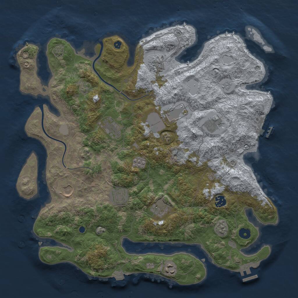 Rust Map: Procedural Map, Size: 3900, Seed: 675412, 16 Monuments