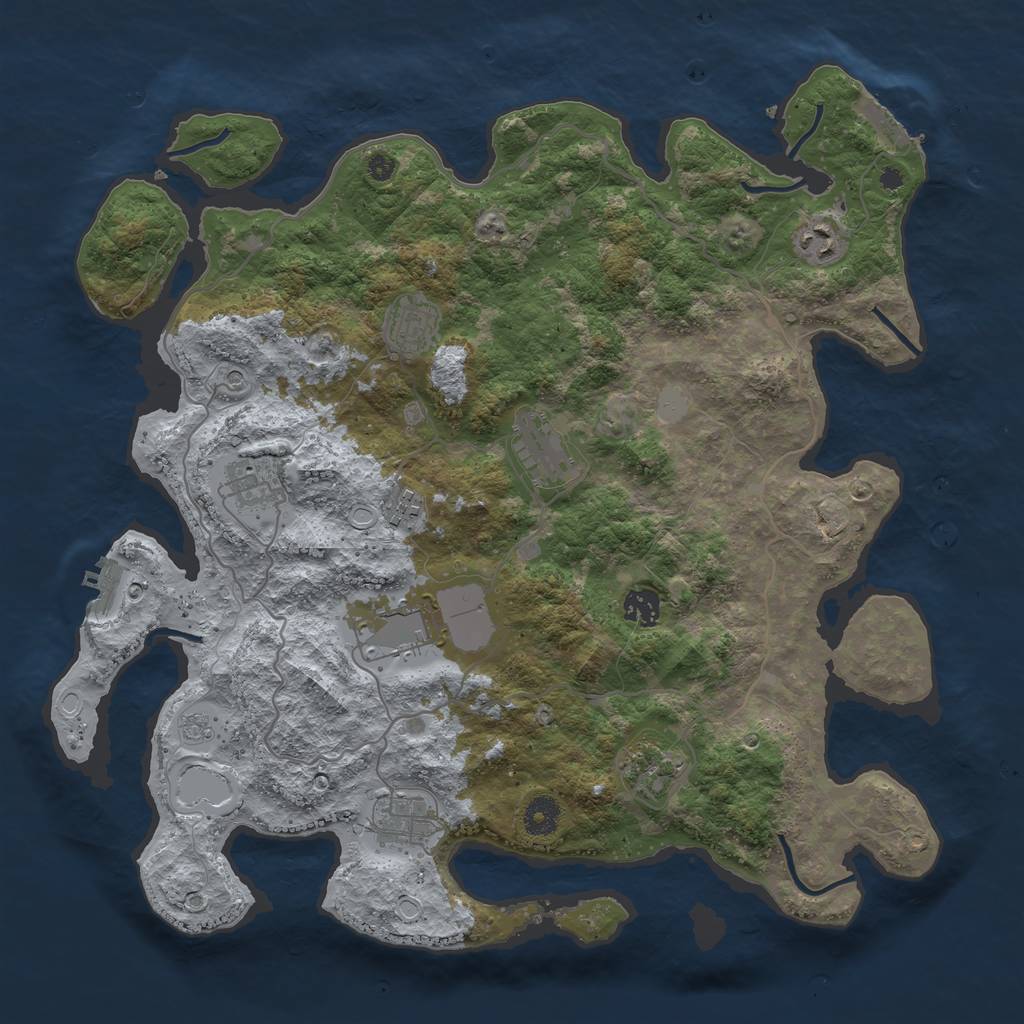 Rust Map: Procedural Map, Size: 4000, Seed: 940002607, 18 Monuments