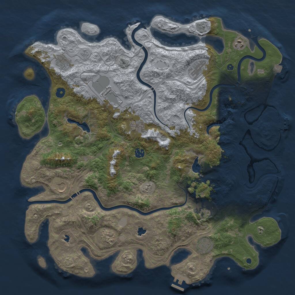 Rust Map: Procedural Map, Size: 4500, Seed: 1550348261, 17 Monuments