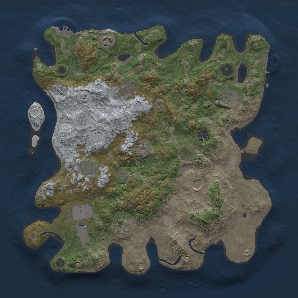 Rust Map: Procedural Map, Size: 3800, Seed: 5358171, 16 Monuments